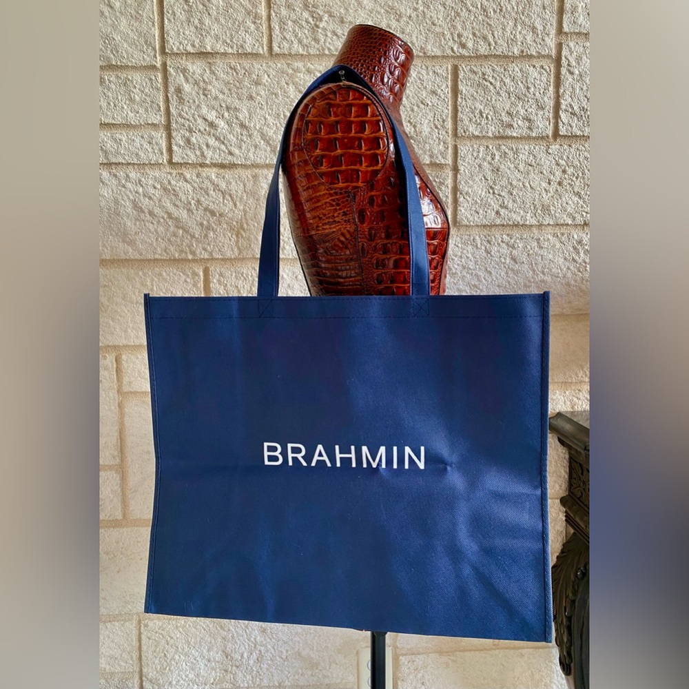 XL 🟦 Brahmin Navy Blue Reusable Shopping Tote Bag
